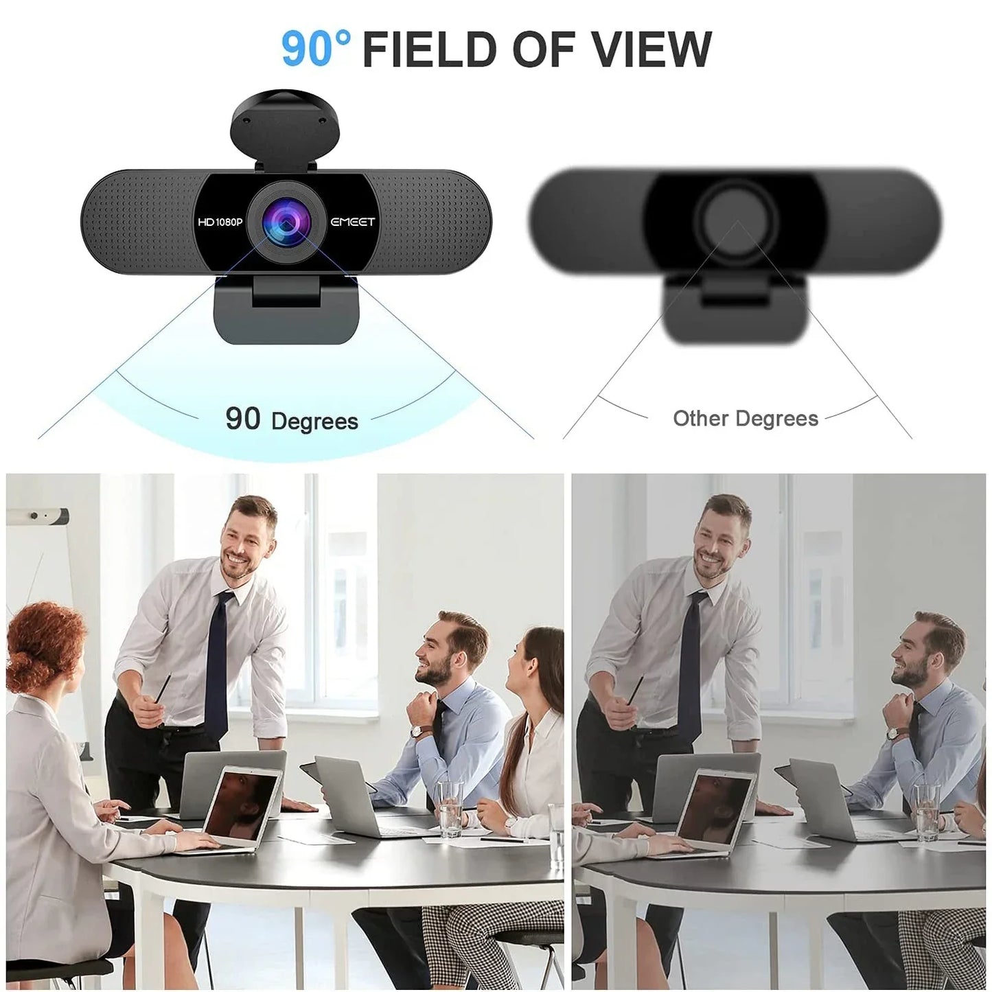 1080P Full HD USB Webcam | Dual Noise-Canceling Microphones | Wide-Angle Auto Focus Webcam with Privacy Cover
