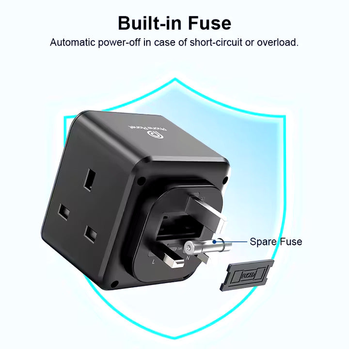 Phone Planet PD20W Universal Adaptor with USB-C and USB-A sockets | UK plug