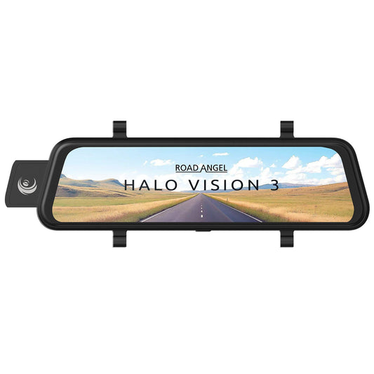 Road Angel Halo Vision 3 | 4K Dual Dashcam Rear View Mirror | 10" Touchscreen | Sony Starvis | WiFi | 140°