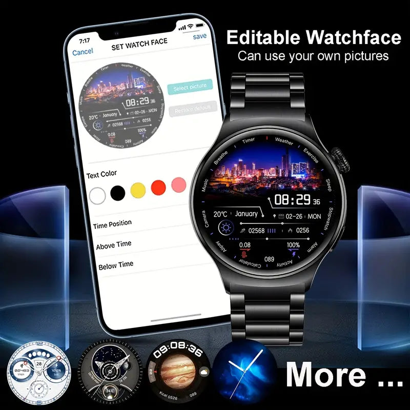 Smartwatch for Men – Big Display, Call Function, Fitness Tracker & Custom Watch Faces (Black)