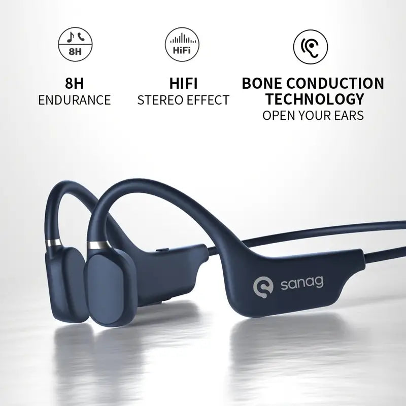 True Bone Conduction Open-Ear Wireless Sport Headphones – Stay Aware, Train Safer, All-Day Comfort (Blue)