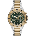 Emporio Armani AR11586 Diver Men's Watch | 43mm | Green Dial | Chronograph | Multicolour Steel | 100M WR