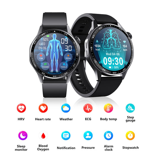 Advanced Health Monitoring Smartwatch – ECG, SpO2, 24/7 Heart Rate, Sleep & Stress Tracking