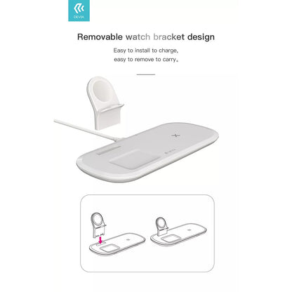 Devia 15W Triple Wireless Magnetic Charging Pad | iPhone, AirPods & Apple Watch | Qi Compatible