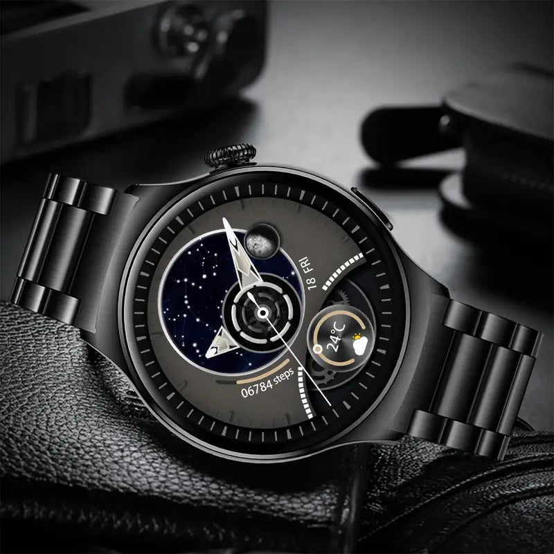 Smartwatch for Men – Big Display, Call Function, Fitness Tracker & Custom Watch Faces (Black)