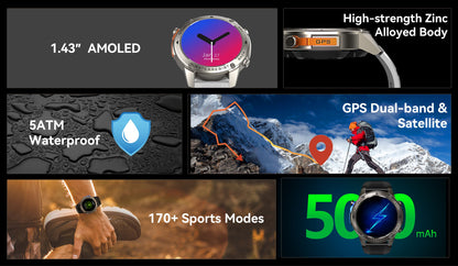 Bardman TrainorX Smartwatch | 1.43" AMOLED | Dual-Freq GPS | 170+ Sports | 5ATM | 30-Day Battery
