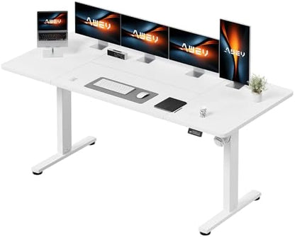 Electric Standing Desk 120 x 60cm Height Adjustable Sit Stand Desk | Memory Smart Panel | Ergonomic Home Office Desk White