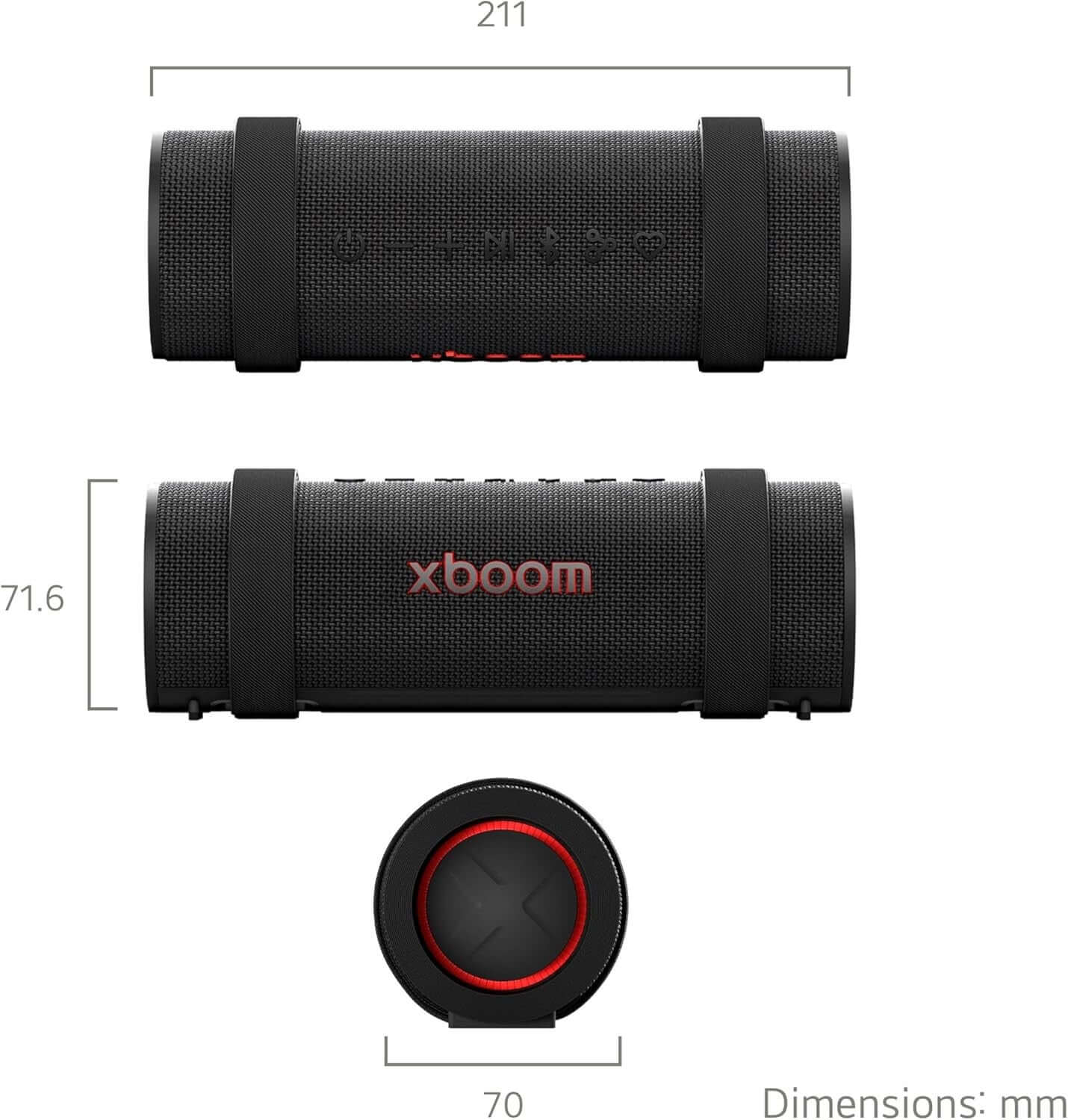 LG XBOOM GRAB PORTABLE BLUETOOTH SPEAKER 30W WATER RESISTANT IP67 AUX-IN BLACK