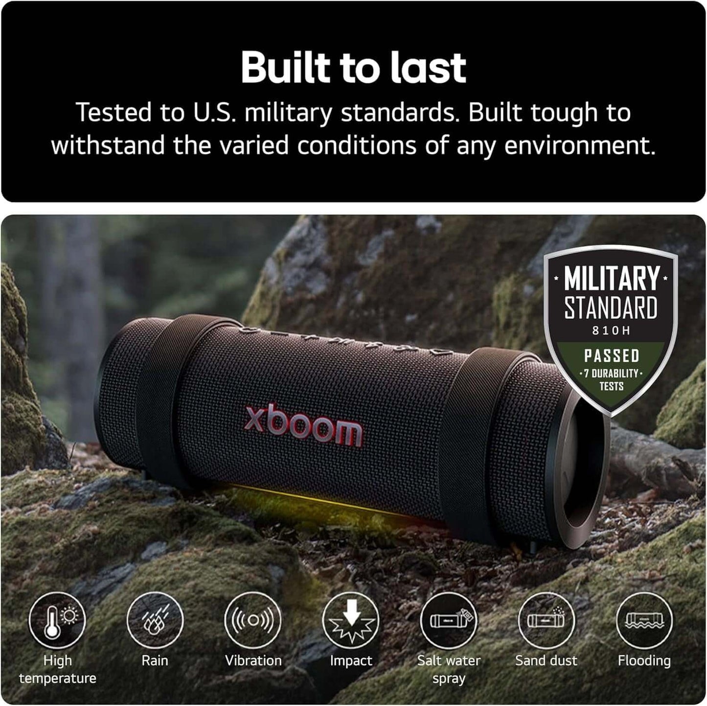 LG XBOOM GRAB PORTABLE BLUETOOTH SPEAKER 30W WATER RESISTANT IP67 AUX-IN BLACK