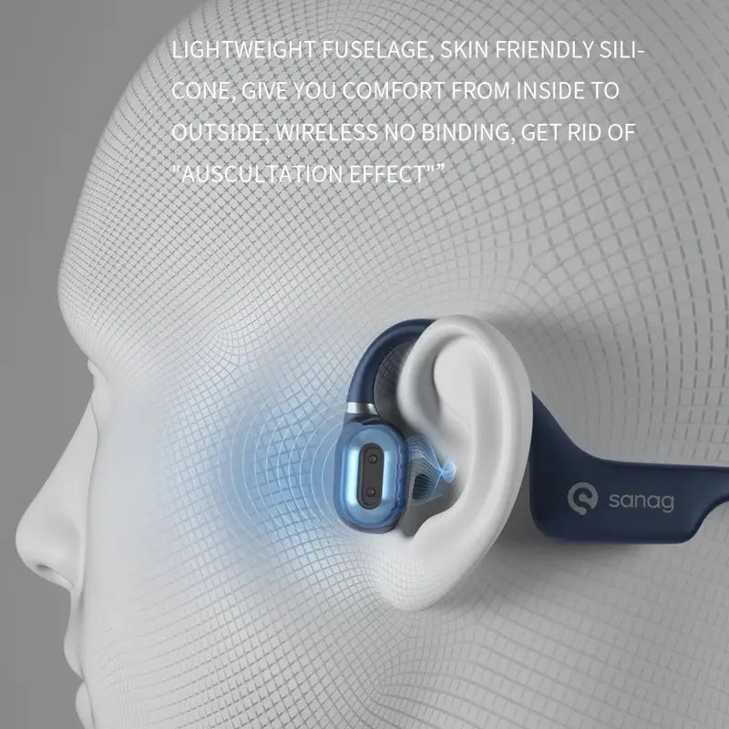 True Bone Conduction Open-Ear Wireless Sport Headphones – Stay Aware, Train Safer, All-Day Comfort (Blue)