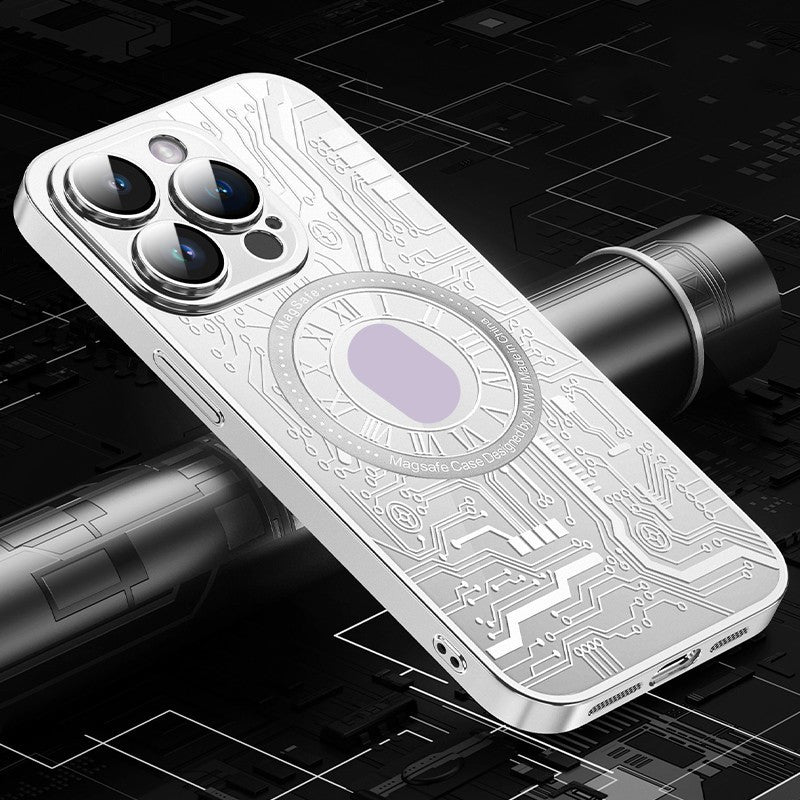 Magnetic Clear Shockproof iPhone Case – Electroplated Finish, Wireless Charging Compatible