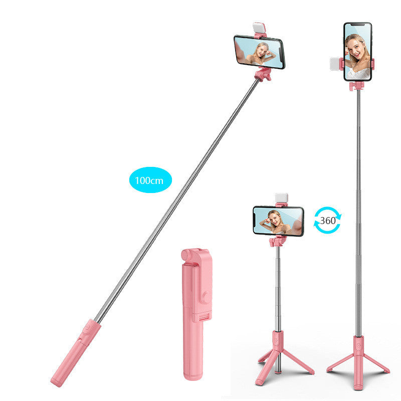 Bluetooth Selfie Stick Tripod with Fill Light – 360° Rotating, Wireless Remote for iPhone