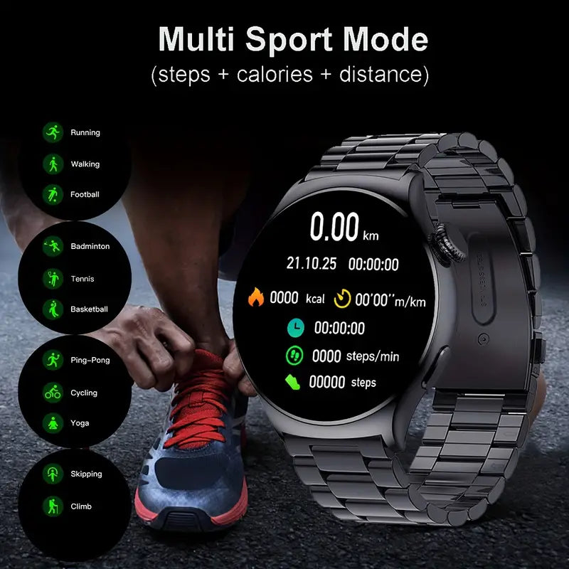 Smartwatch for Men – Big Display, Call Function, Fitness Tracker & Custom Watch Faces (Black)