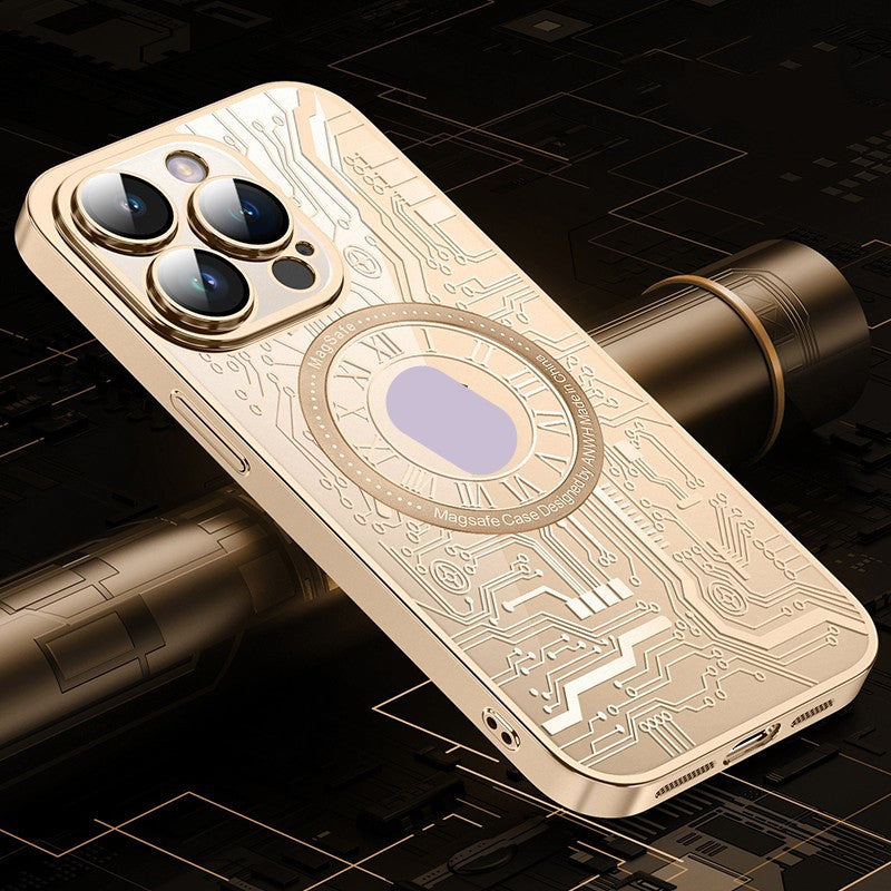 Magnetic Clear Shockproof iPhone Case – Electroplated Finish, Wireless Charging Compatible