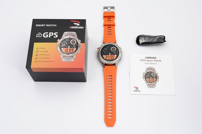 Bardman TrainorX Smartwatch | 1.43" AMOLED | Dual-Freq GPS | 170+ Sports | 5ATM | 30-Day Battery | Orange