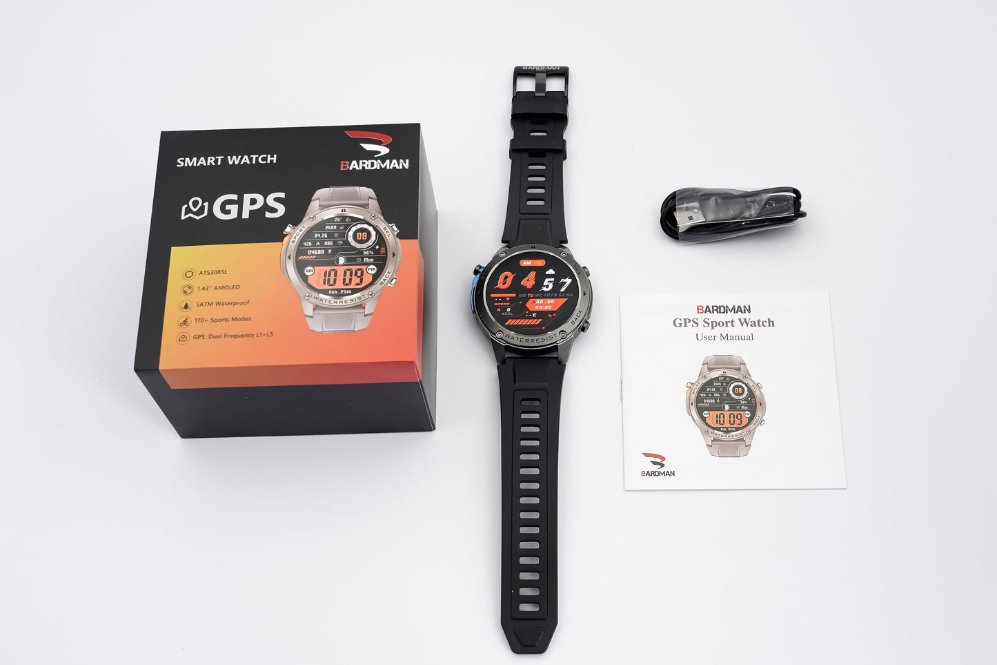 TrainorX GPS AMOLED Smartwatch – 170+ Sports Modes, Dual GPS, 5ATM Waterproof & Health Tracking