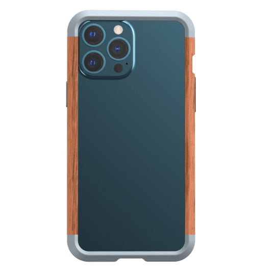 R-JUST Iron & Wood Bumper Case for iPhone 13 Pro Max | Shockproof | Metal Frame | Rugged Hybrid Cover
