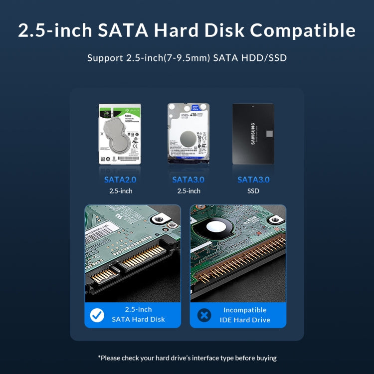 ORICO ORICO-2526U3-V1 2.5 inch USB 3.0 Micro-B Hard Drive Enclosure External Storage Case(Black)