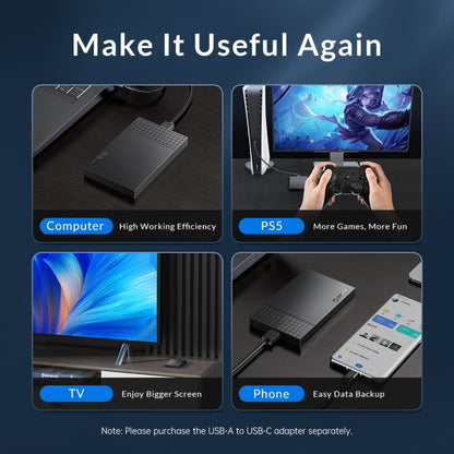 ORICO ORICO-2526U3-V1 2.5 inch USB 3.0 Micro-B Hard Drive Enclosure External Storage Case(Black)