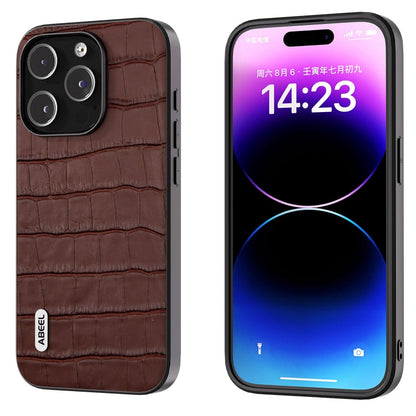 ABEEL Crocodile Texture Genuine Leather Phone Case, For iPhone 15 Plus, For iPhone 15, For iPhone 14 Plus, For iPhone 14, For iPhone 14 Pro, For iPhone 14 Pro Max