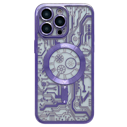 Electroplated Circuit Board Pattern MagSafe Phone Case, For iPhone 12 Pro, For iPhone 11 Pro Max, For iPhone 11