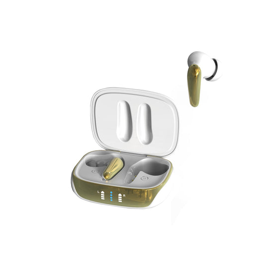 Active Noise Cancelling Friendie AIR Focus ANC Earbuds – Pearl White and Gold (In Ear Wireless Headphones)