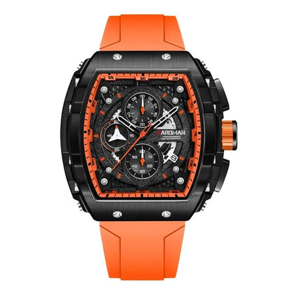 Chrono Prestige Quartz Luxury Watch | Auto Date | Water Resistant | Vintage Minimalist Design | Orange