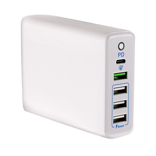 Maplin 5-Port USB Charger | 20W USB-C PD + 4x USB-A QC3.0 | 1.6m Cable | Fast Charge | iPhone & Android