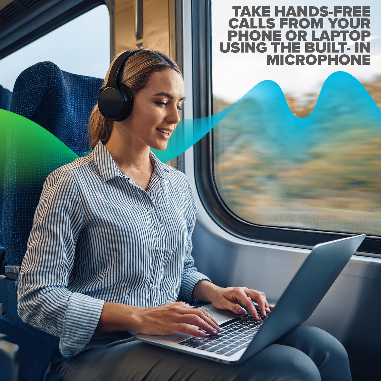 Maplin Bluetooth 5.3 Noise Cancelling Over-Ear Headphones | 25hr Battery | USB-C | AUX | Black