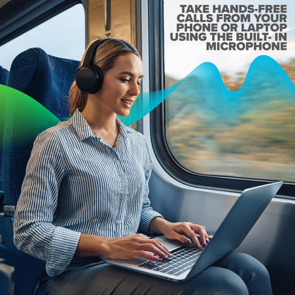 Maplin Bluetooth 5.3 Noise Cancelling Over-Ear Headphones | 25hr Battery | USB-C | AUX | Black