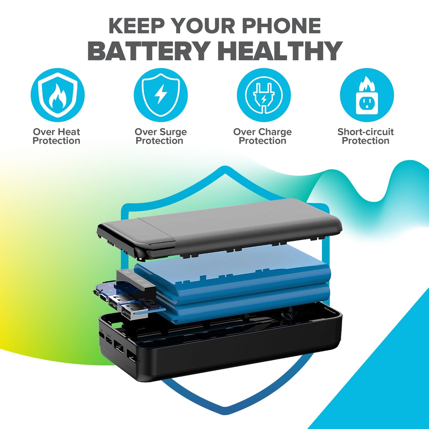 Maplin 20,000mAh Power Bank | Integrated USB-C, Micro USB & Lightning Cables | Charge 5 Devices