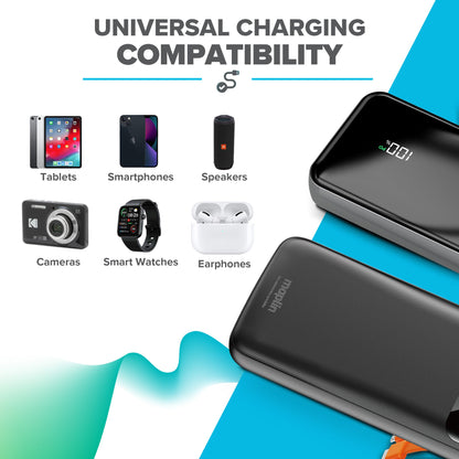 Maplin 20,000mAh Power Bank | Integrated USB-C, Micro USB & Lightning Cables | Charge 5 Devices