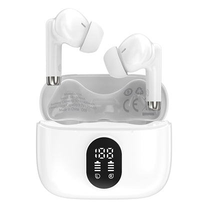 Maplin Bluetooth 5.4 Soft Fit Earphones | USB-C Charging Case | Touch Controls | LED Display | White