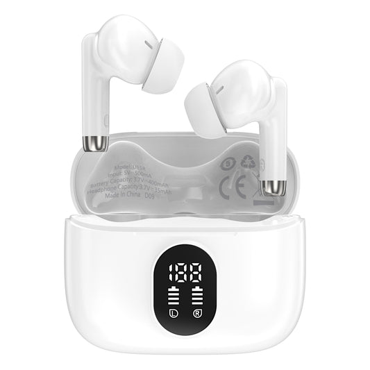 Maplin Bluetooth 5.4 Soft Fit Earphones | USB-C Charging Case | Touch Controls | LED Display | White