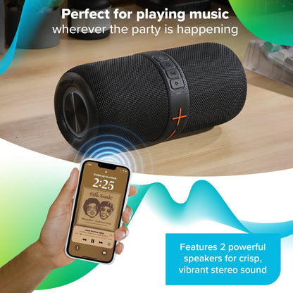 Maplin Portable Bluetooth Party Speaker | BT 5.1 | IPX5 Waterproof | Stereo | USB & microSD | USB-C Charge