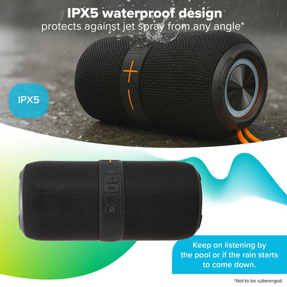 Maplin Portable Bluetooth Party Speaker | BT 5.1 | IPX5 Waterproof | Stereo | USB & microSD | USB-C Charge