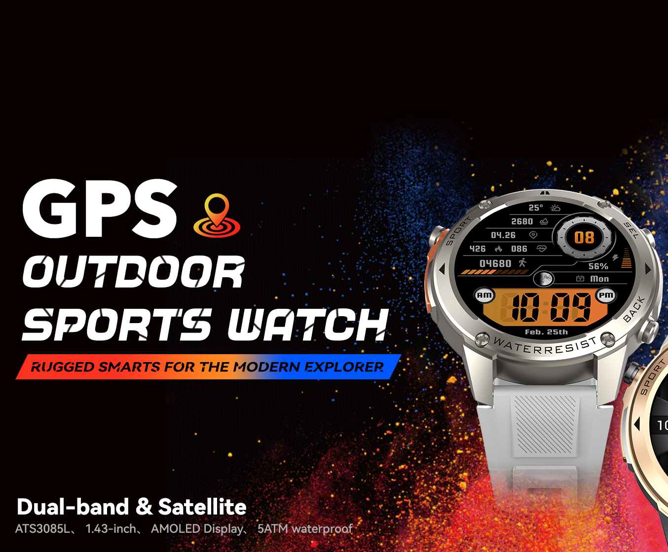 Bardman SmartX Smartwatch | AMOLED Display, GPS, Dual Frequency & 180+ Sports Modes | Military-Grade | Silver