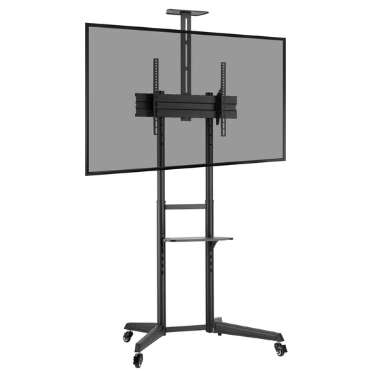 ProperAV Mobile TV Trolley Stand with Wheels for 37"–70" Screens | Adjustable VESA TV Cart 50kg