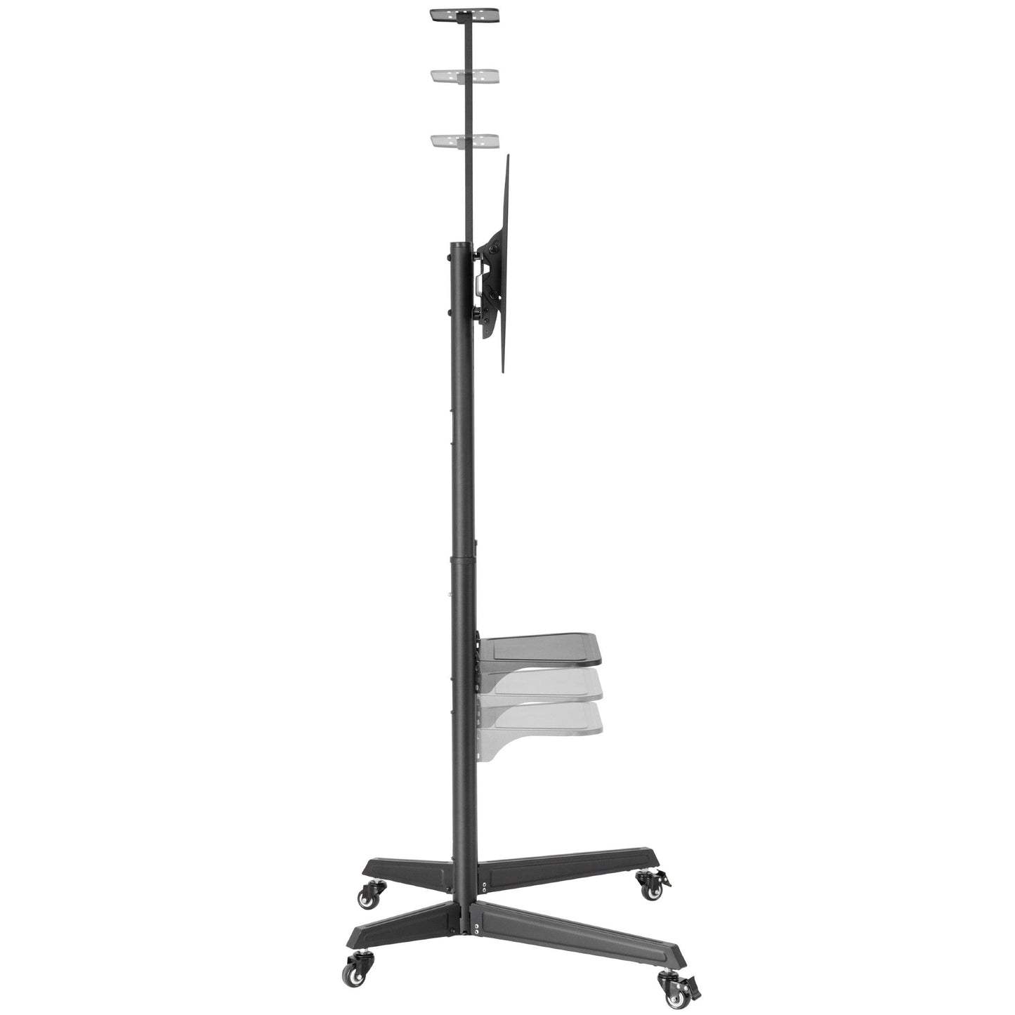 ProperAV Mobile TV Trolley Stand with Wheels for 37"–70" Screens | Adjustable VESA TV Cart 50kg