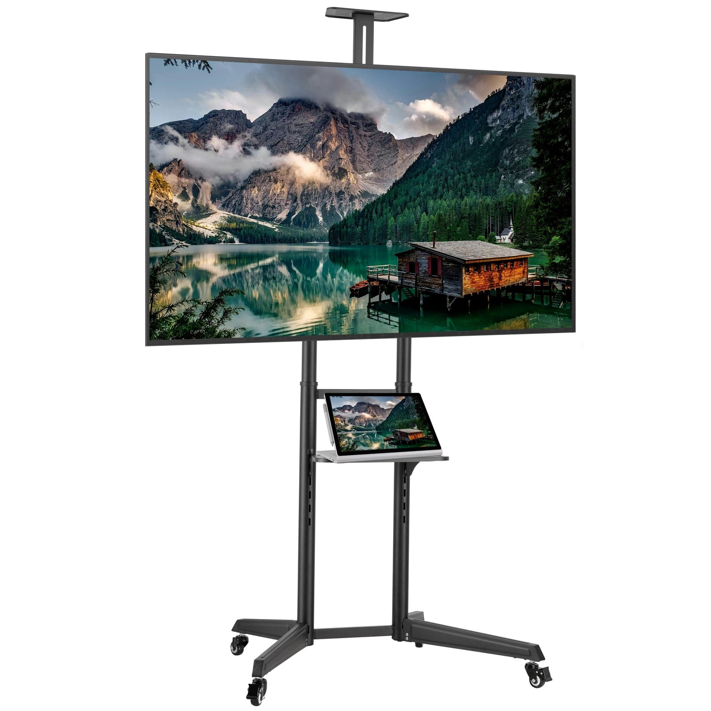 ProperAV Mobile TV Trolley Stand with Wheels for 37"–70" Screens | Adjustable VESA TV Cart 50kg