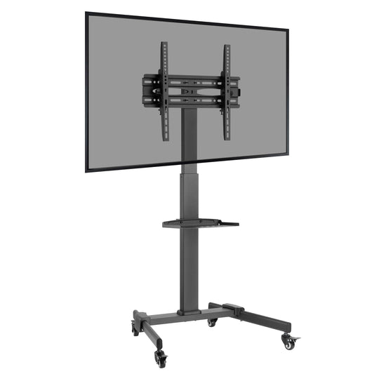ProperAV Mobile TV Trolley Stand with Wheels for 32"–55" Screens | Adjustable Height VESA TV Cart