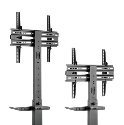 ProperAV Mobile TV Trolley Stand with Wheels for 32"–55" Screens | Adjustable Height VESA TV Cart
