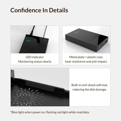 ORICO 3599U3 2.5 / 3.5 inch Portable USB3.0 Hard-Drive Enclosure, US Plug (Black)