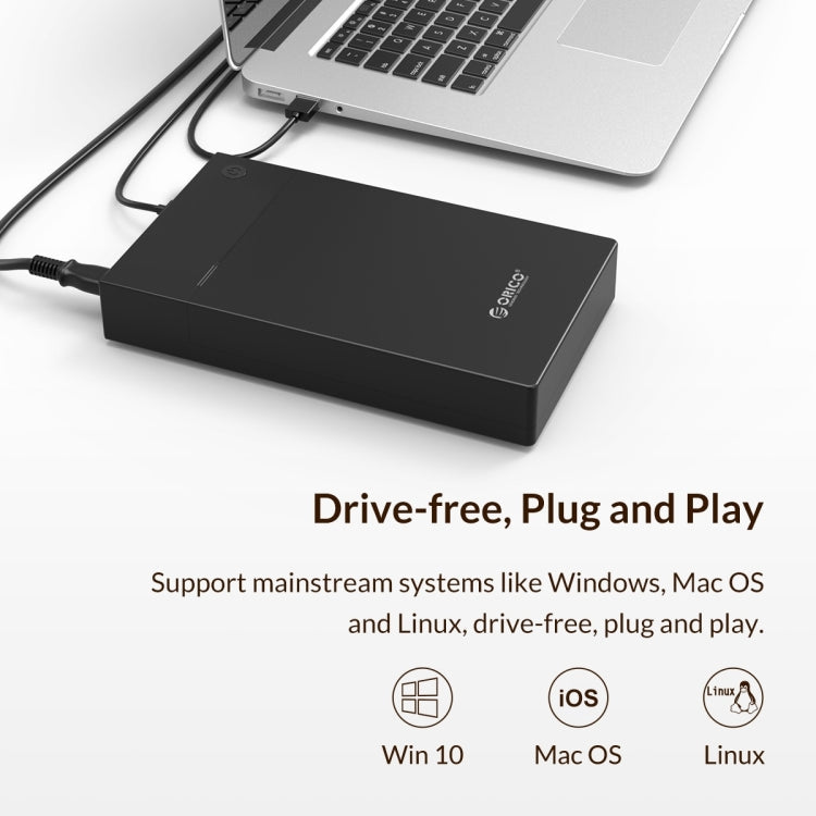 ORICO 3599U3 2.5 / 3.5 inch Portable USB3.0 Hard-Drive Enclosure, US Plug (Black)