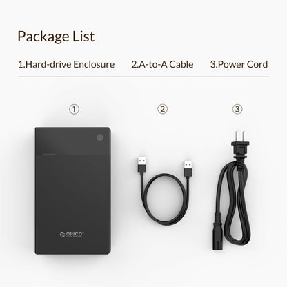 ORICO 3599U3 2.5 / 3.5 inch Portable USB3.0 Hard-Drive Enclosure, US Plug (Black)