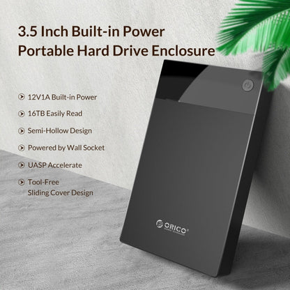ORICO 3599U3 2.5 / 3.5 inch Portable USB3.0 Hard-Drive Enclosure, US Plug (Black)