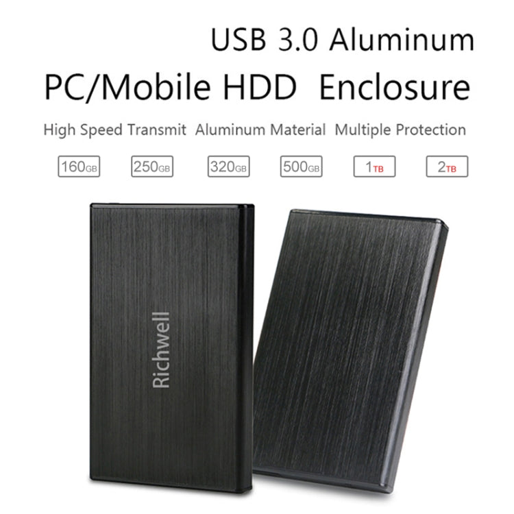 Ric Richwell 2TB Portable External Hard Drive | 2.5" SATA | USB 3.0 | Windows, Mac & Linux | Plug & Play