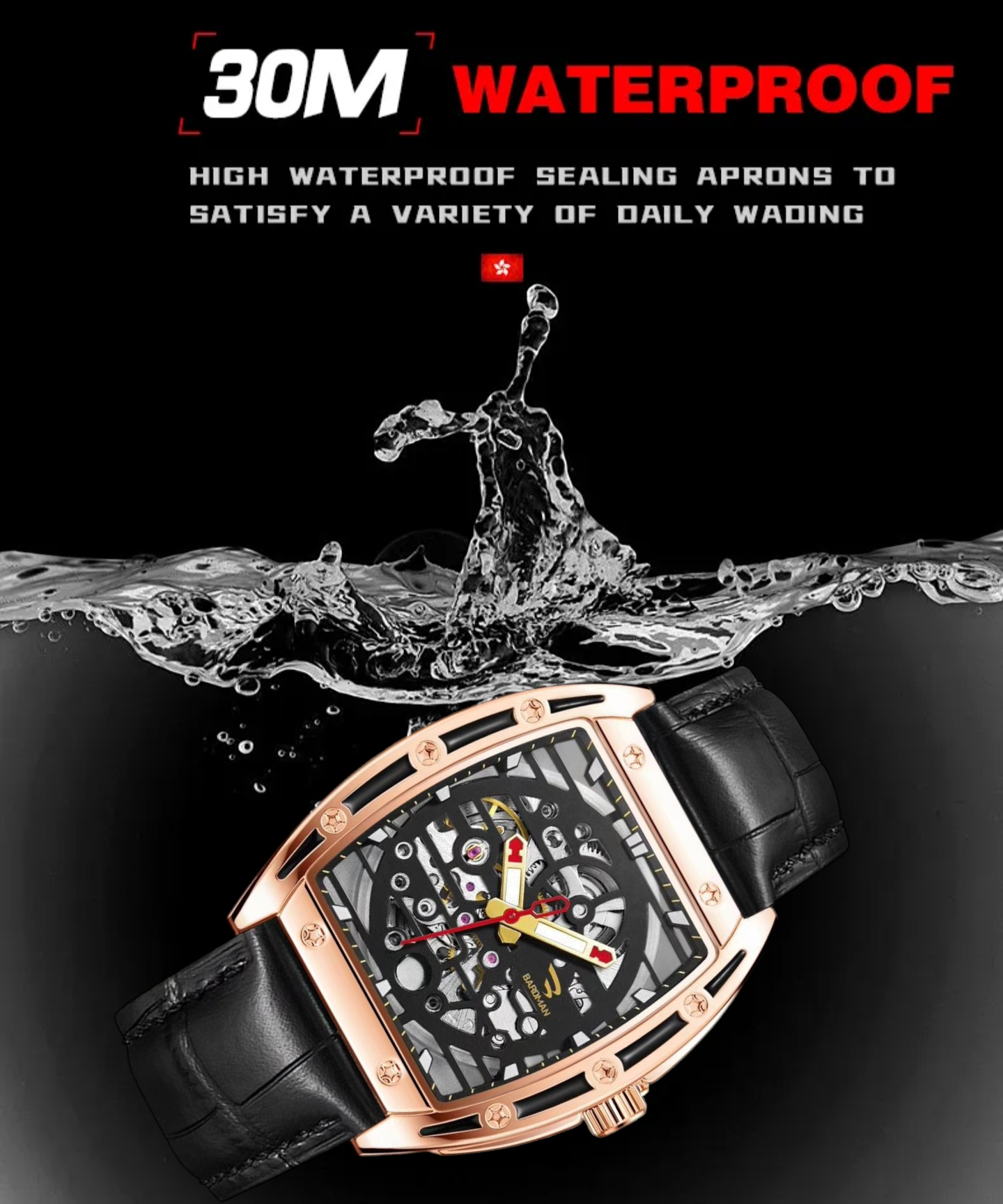 Deepmark Automatic Luxury Watch | 41mm | Power Reserve | Luminous Hands | Skeleton Dial | Water Resistant
