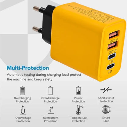 120W Fast Charging 4-Port Wall Charger | Dual USB-C PD + Dual USB-A QC3.0 | UK/EU/US Plug | iPhone & Android