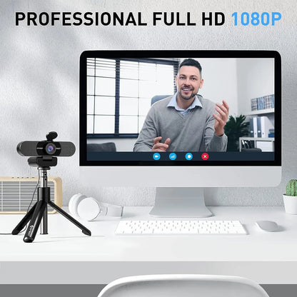 1080P Full HD USB Webcam | Dual Noise-Canceling Microphones | Wide-Angle Auto Focus Webcam with Privacy Cover